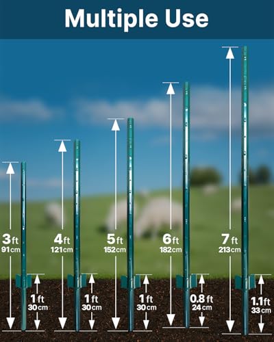 ARIFARO Fence Posts 6 Feet, 10-Pack, Heavy Duty U Post, Metal Fence Post - color: Green 10 PCS, size: 6 FT Splicable