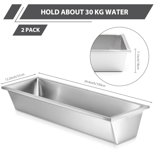 Geelin 2 Pcs 12 Gallon/48 Quart Livestock Water Trough, Stainless Steel - size: 12 Gallon/48 Quart