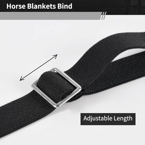 Premium Horse Blanket Sheet Leg Straps, Replacement Stretchy Belly Strap with Double Swivel Snaps, Adjustable Elastic Length from 24 to 42 Inch Winter Blanket - color: Black