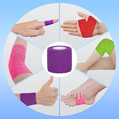 Tindobewan Self Adhesive Bandage Wrap, 2 Inches 8 Rolls Purple - color: Purple, size: 2 Inch