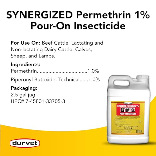 DURVET Fly Synergized Permethrin 1% Pour-On Insecticide - 2.5 Gallon