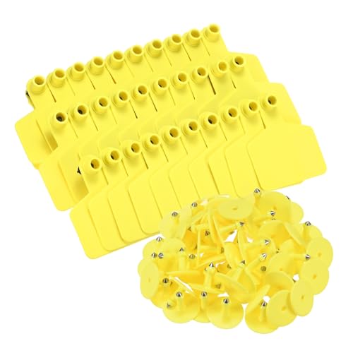 M METERXITY 50-Pack Blank Cattle Ear Tags, TPU Material Large Livestock Ear Tags for Cattle/Pigs/Sheep/Goats [Yellow] Blank Livestock Lable Cards - color: Yellow