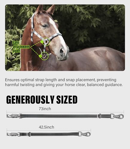 Cross Ties for Horse, Nylon Trailer Tie, Adjustable Length 42.5"-73" - color: Night Trace