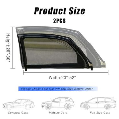 Car Window Shades, Privacy Blackout Curtains for Rear Side Windows, 2 Pack Stretchable Sun Blinds for Back Seat Passengers, Baby, Foldable UV Blockers for Camping, Fit for Most Cars SUV Truck - size: Rear Window