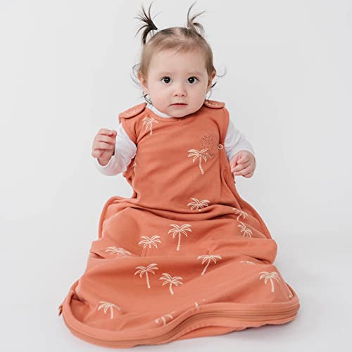 Woolino Ultimate Baby Sleep Sack – 4 Season Merino Wool Sleeping Bag, Organic Cotton Outer, Temp Regulating Blanket, Adjustable Sleep Sack Universal Size 2–24 Months - Palms - color: Palms