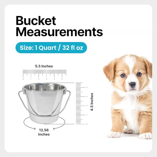 1 Quart Stainless Steel Bucket - Flat-Side Metal Bucket 0.25 Gallon - size: 1 Quart