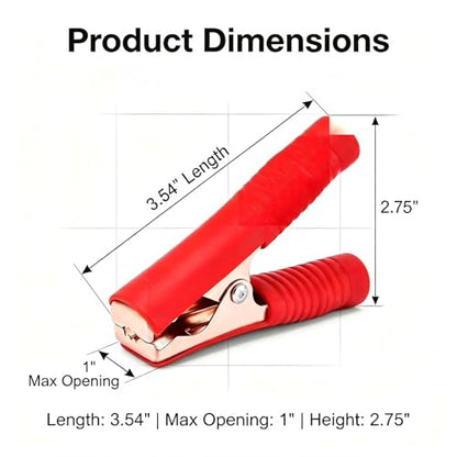 4 PCS 100A 90mm Car Battery Alligator Clips, Electrical Heavy Duty Alligator Clamps, Battery Replacement Cable Metal Spring Loaded Jumper Clips for Vehicles Boats (Red & Black) - color: Black&red