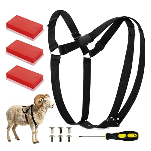 Ram Breeding Marking Harness for Sheep & Goat, 3 Pack Mating Crayon Block - color: Red