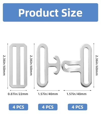 4 Sets Horse Blanket Surcingle Buckle Replacement Kits, Heavy-Duty Hardware Buckles with Straps for Repair and Restoration of Horse Blankets