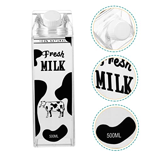 Cabilock Printed Milk Bottle 8.07In Leakproof Milk Storage Container Compact Beverage Jug for Cold Drinks Juice Tea Portable Travel and Refrigerator Use