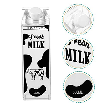 Cabilock Printed Milk Bottle 8.07In Leakproof Milk Storage Container Compact Beverage Jug for Cold Drinks Juice Tea Portable Travel and Refrigerator Use
