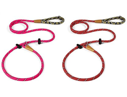 lynxking Dog Leash1/2in x 6ft Slip Lead Reflective Pink and red, 2 Pack