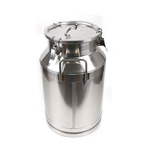 Milk Can Food Grade Stainless Steel Milk Transport Can Milk Bucket Wine Pail Bucket Milk Can Tote Jug with Sealed Lid for Milk Wine Liquid Storage Container (10.5 Gallon / 40 Liters) - color: 10.5 Gallon / 40 Liters