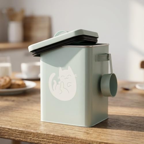Galvanized Iron Pet Food Container Moistureproof Pet Snack Organizer Airtight Seal Dry Food Storage for Cats and Dogs(Green) - color: Green