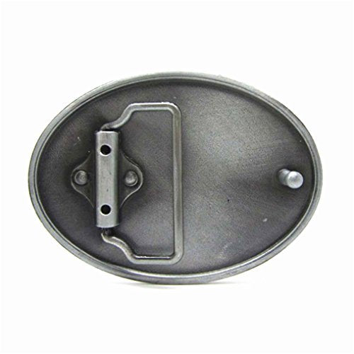 MASOP Engraved Animal Equestrian Horseshoe Horse Head Oval Cowboy Belt Buckle - color: Blue