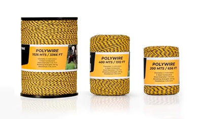 TRAE Electric Fence Polywire 3366 Feet (1026 Meters) | 6 Stainless Steel Strands for High Conductivity & Rust Resistance | 3mm UV-Resistant Poly Wire for Farms, Gardens, Horses & Pets