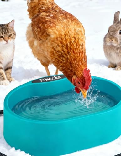 Heated Water Bowl for Chicken 125OZ Heated Water Bowl for Hens Ducks Goose Winter Proof Automatic Heated Drinker for Coop No More Frozen Water