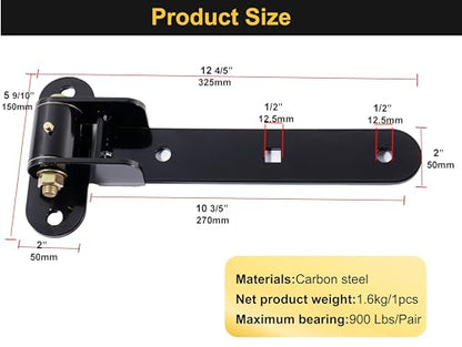 13" Heavy Duty Strap Gate Hinges,900LBS Load Capacity,Thickened Solid Steel | 2Pcs Built-in Ball Bearing T Hinge for 180°or90°Smooth Swing,Bolt or Weld-On Wooden/Metal,Garden Fence Shed Barn Gate(Patent) - size: Large-R