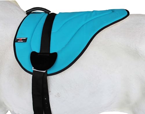 CHALLENGER Western Lightweight Bareback Saddle Pad with Fleece Bottom, Stirrups & Cinch – Contoured Synthetic Suede Top – 23" x 30" - color: Turquoise