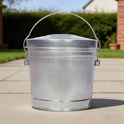 6-Gallon Galvanized Steel Storage Can with Secure Locking Lid, Heavy Duty Metal Container for Organizing Supplies