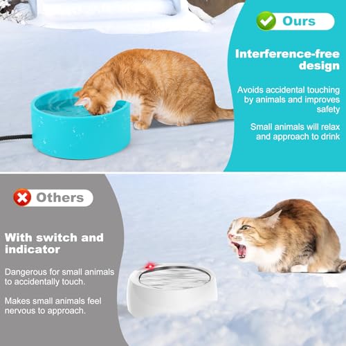 Large Heated Water Bowl for Dog & Cat, Waterproof Heated Pet Bowl Heater for Chickens Rabbit Livestocks, Heated Bird Bath for Winter, 108 OZ 30 Watts - size: Medium