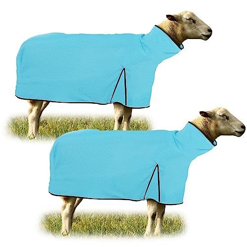 Silkfly 2 Pcs Sheep Blanket Mesh Medium Goat Adjustable Strap, Blue - color: Blue