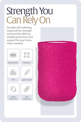 Equinavia 20 Pack Self Adhesive Bandage Wrap, 4 Inch Vet Wrap for Horses - color: Neon Pink