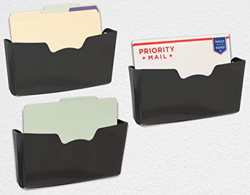 Simple Houseware Single Pocket Wall Mount for Hanging File Holder, 3 Packs, Black - color: Black, size: 3 Pack