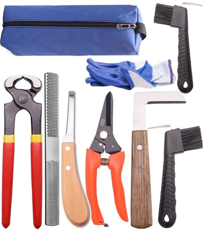 8 inch Farrier Tool Kits （9 Pcs） Mini Rasp Hoof File Goat Pig Equine