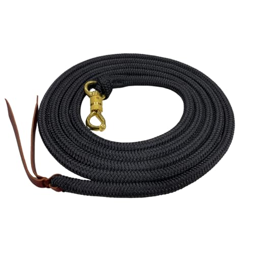 PARELLI 12 Foot Training Rope - Strong Everyday Use All-Purpose Horse Lead Rope with Loop & Latigo Popper | 9/16" Diameter Smooth Yachting Braid, Black - color: Black