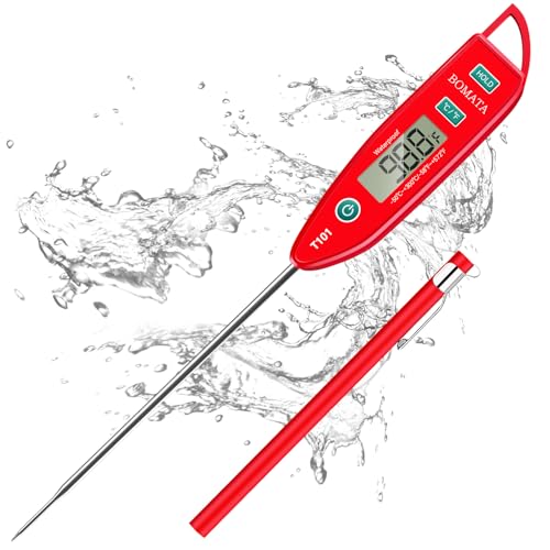BOMATA Digital Water Thermometer for Liquid, Meat, Cooking, IPX7 Waterproof - color: Red