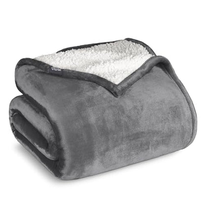 Bare Home Sherpa Fleece Blanket (Full/Queen, Grey) - color: 05 - Grey, size: Full/Queen