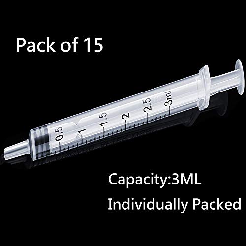 20 Pack 3ml 3cc Plastic Syringe with Measurement, Without Needle, Individual Sealed Wrapped for Refilling and Measuring Liquids, Scientific Labs, Feeding Pets or Little Animals - style: 20Pack-3ml