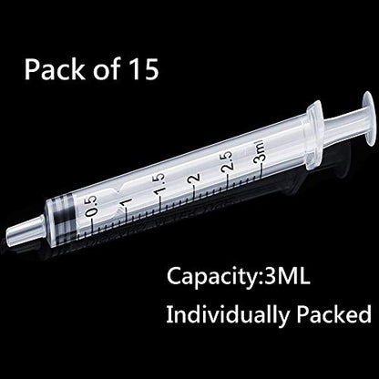 20 Pack 3ml 3cc Plastic Syringe with Measurement, Without Needle, Individual Sealed Wrapped for Refilling and Measuring Liquids, Scientific Labs, Feeding Pets or Little Animals - style: 20Pack-3ml