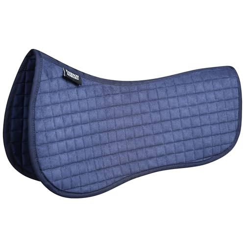 Harrison Howard Half Pad Pressure Relief Injury Prevention for Horses, Contoured Fit, Breathable Horse Riding Saddle Pad - color: navy