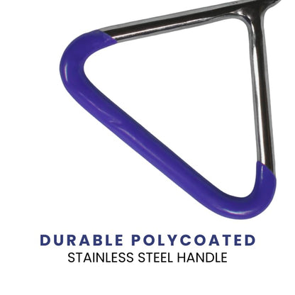 IVS OB Chain Handle - Chrome-Plated - Blue Rubber Grip | Ergonomic Veterinary Calving Tool for Cattle, Sheep, and Goats