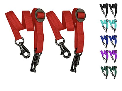 Majestic Ally Pack of 2, Double Thick Trailer Tie for Horse Haulage with Adjustable Buckle, Panic Snap and Bull Snap – 1 Inch by 36 Inch (Red) - color: Red