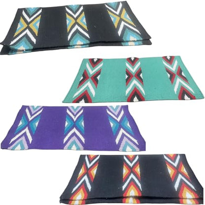 Majestic Ally Western Saddle Blanket, Canyon Diamond Design, New Zealand Wool, Handwoven Horse Tack, 36x34 Inches - color: Black Turquoise