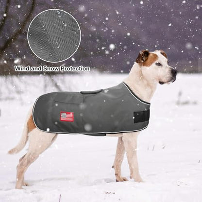 BEAUTYZOO Dog Winter Coat for X-Large Dogs, Waterproof Canvas Jackets - color: Grey, size: XL(Chest Girth 34"-45", Back 24", Neck 24"-29")