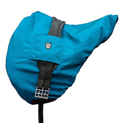 Harrison Howard Premium English Saddle Cover, Waterproof & Breathable Fleece-Lined Protective Saddle Cover - color: Azure Blue, size: GP/CC-One Size