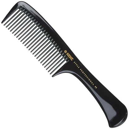Kent SPC83 Black Salon-Style Barber Comb and Dressing Cutting Detangler with Wide Teeth - Professional Barber Wide Tooth Comb for Styling for Medium and Thick. Ergonomic Grip for Daily Use. - size: SPC83