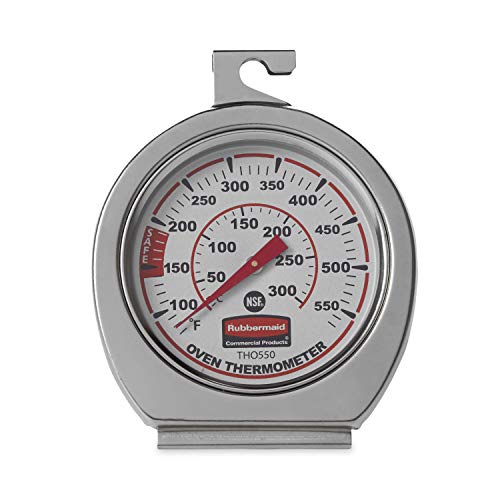 Rubbermaid Commercial Products Stainless Steel Monitoring Thermometer, Safe for Inside Oven/Grill/Smoker, 60-580°F Range, Easy to Read Food Thermometer For Food Resturant/Home Cooking - style: Oven Thermometer