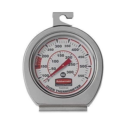 Rubbermaid Commercial Products Stainless Steel Monitoring Thermometer, Safe for Inside Oven/Grill/Smoker, 60-580°F Range, Easy to Read Food Thermometer For Food Resturant/Home Cooking - style: Oven Thermometer