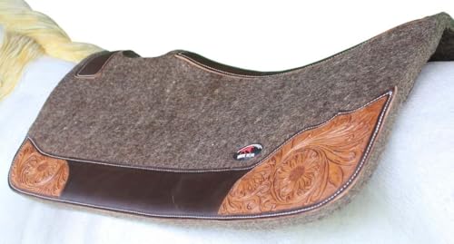 Horse 32"x30" Western Contoured Wool Felt Therapeutic Saddle Pad 39252 - color: Grey
