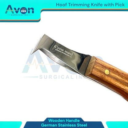 Hoof Knife, Double Edged Hoof Trimming Knife with Wooden Handle Horse Farrier Tool Non Slip Equine Grooming Loop Oval Hoof Shears Multipurpose Hoof Cutter for Cutting Horses Donkeys Cows Hooves