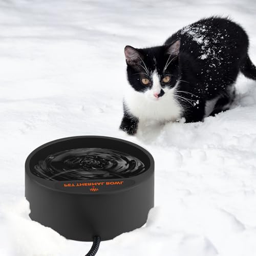 Heated Water Bowl for Dogs, 2.2L Outdoor Anti-Freezing Pet Thermal Water Bowl for Cats Chickens Rabbits Birds, Winter Heated Chicken Waterer, Provided Drinking Water in Cold Weather, Black - size: 2.2L(Black)