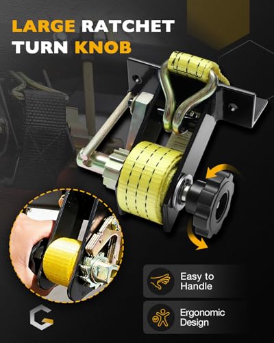 Lumber Rack Straps, Ladder Rack Ratchet Strap, 1.4" Black Square Tube Mount - color: Yellow (2 pcs), size: Black Square Tube