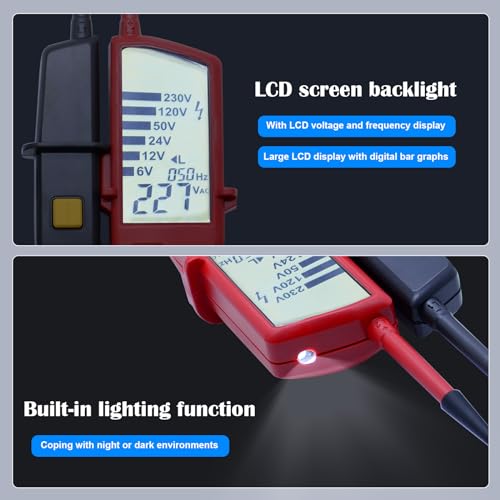 UNI-T UT18D Waterproof Voltage Tester Professional 6V~690V Voltage and Continuity Tester Multifunction Digital Electrical Voltage Meter AC/DC Automatic Range LCD Display - style: UT18D