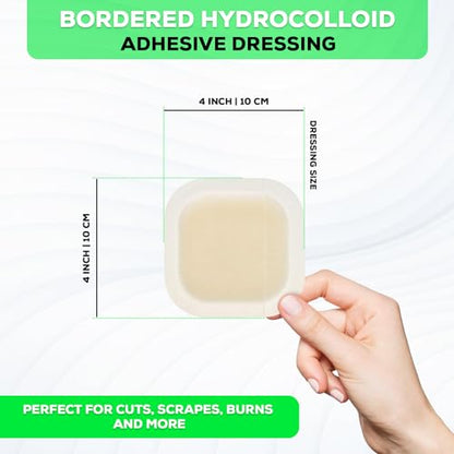 Medvance Absorbent Bordered Hydrocolloid Large Wound Dressing - Waterproof Skin-Friendly Adhesive Pads - Easy Apply Large Bandage - Wound Care & Dressings for Cuts,& More (2"x2" Bandage) (Box of 15)