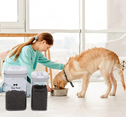 Pethiy Dog Food and pet Treats Storage Container - Clear Plastic - airtight Storage Canister Tins cookie pet jars(2 Pack set) - color: DOG White